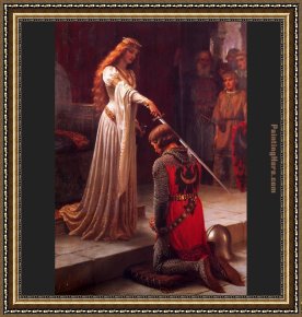 Leighton Framed Paintings - The Accolade by Edmund Blair Leighton