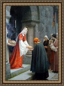 Edmund Blair Leighton Framed Paintings - The Charity of St by Edmund Blair Leighton