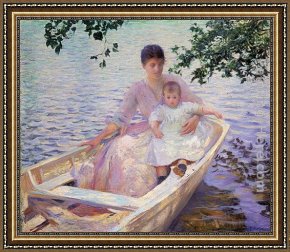An Algerian Mother And Child Framed Paintings - Mother and Child in a boat by Edmund Charles Tarbell
