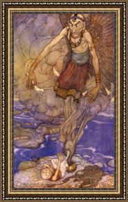 Dulac Framed Paintings - La Decouverte Par Sinbad Du Genie by Edmund Dulac
