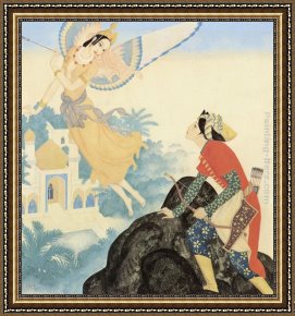 Dulac Framed Paintings - Peri Banu and Prince Achmed by Edmund Dulac