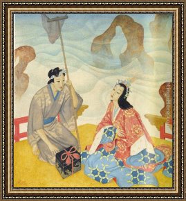 Dulac Framed Paintings - Urashima by Edmund Dulac