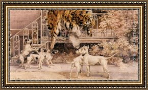 Terriers Framed Paintings - Hunting Tigers, the Terriers by Edmund Henry Osthaus