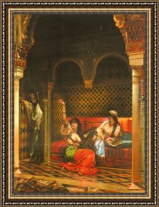 Wilhelm Velten Framed Paintings - The Eavsdropper by Edouard Frederic Wilhelm Richter