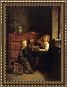 An Interesting Story Framed Paintings - A Good Story by Edouard Frere