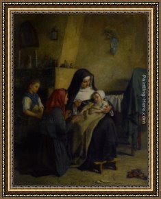 La Priere Du Soir a Tanger Framed Paintings - Le Repas du Soir by Edouard Frere