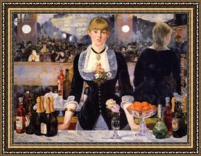 Buena Vista Bar Framed Paintings - A Bar at the Folies-Bergere by Edouard Manet