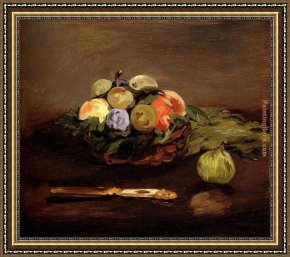 Edouard Manet Framed Paintings - Basket Of Fruit by Edouard Manet