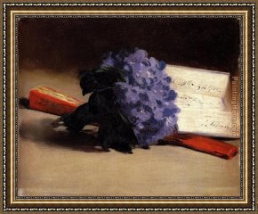 Edouard Manet Framed Paintings - Bouquet Of Violets by Edouard Manet