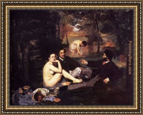 Eze-sur-mer Framed Paintings - Dejeuner Sur L'Herbe by Edouard Manet