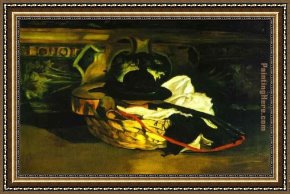 Guitar with Clarinet Framed Paintings - Guitar And Hat by Edouard Manet