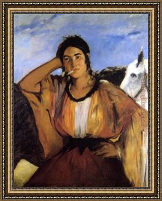Edouard Manet Framed Paintings - Gypsy with Cigarette by Edouard Manet