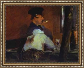 Buena Vista Bar Framed Paintings - In The Bar Le Bouchon by Edouard Manet