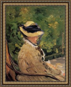Madame Framed Paintings - Madame Manet at Bellevue by Edouard Manet