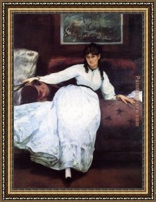 Berthe Morisot Framed Paintings - Repose Portrait of Berthe Morisot by Edouard Manet