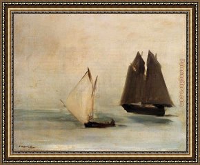 Seascapes Framed Paintings - Seascape by Edouard Manet