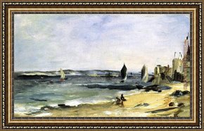 Seascapes Framed Paintings - Seascape at Arcachon by Edouard Manet