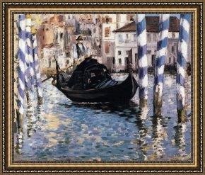 Canal Framed Paintings - The Grand Canal, Venice I by Edouard Manet