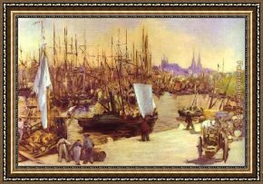 Sydney Harbour Framed Paintings - The Harbour At Bordeaux by Edouard Manet