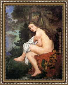 Edouard Manet Framed Paintings - The Surprised Nymph by Edouard Manet