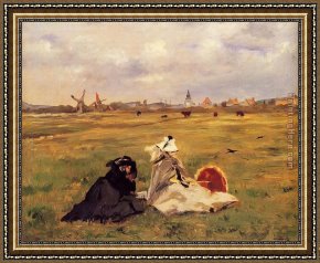 Edouard Manet Framed Paintings - The Swallows by Edouard Manet