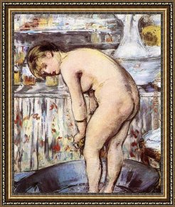 Edouard Manet Framed Paintings - Woman in a Tub by Edouard Manet