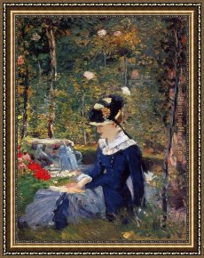 The Women in The Garden Framed Paintings - Young Woman in the Garden by Edouard Manet