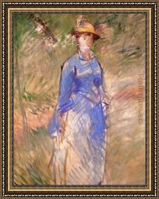 The Women in The Garden Framed Paintings - Young Woman in the Garden I by Edouard Manet