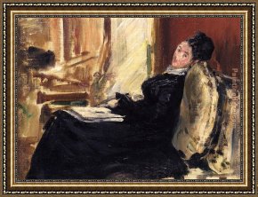 Her Favorite Book Framed Paintings - Young Woman with Book by Edouard Manet