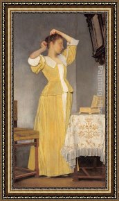 Toilette Framed Paintings - Bei der toilette by Eduard Charlemont