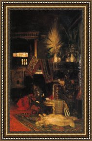 Hans Makart Framed Paintings - Hans Makart in seinem Atelier by Eduard Charlemont