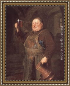 Totes Meer Mit Moabitergebirge, Abendstimmung Framed Paintings - Monch Mit Bierkrug by Eduard Grutzner