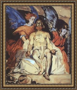 Dead Christ Attended by Two Angels Framed Paintings - Christ with Angels by Eduard Manet