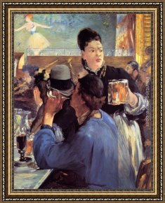 Bohemians at The Caf Framed Paintings - Corner of a Caf&eacute;-Concert by Eduard Manet