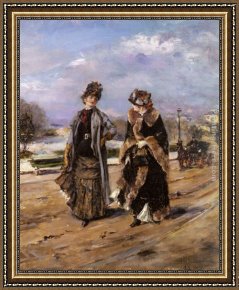 Eduardo Leon Garrido Framed Paintings - A Leisurely Promenade by Eduardo Leon Garrido