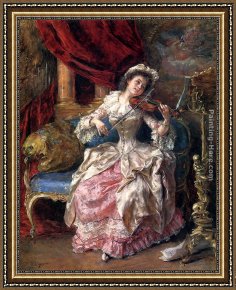 Eduardo Leon Garrido Framed Paintings - A Musical Afternoon by Eduardo Leon Garrido