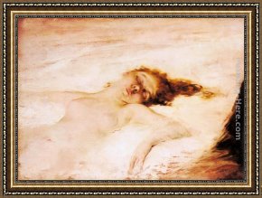 Eduardo Leon Garrido Framed Paintings - A Reclining Nude by Eduardo Leon Garrido