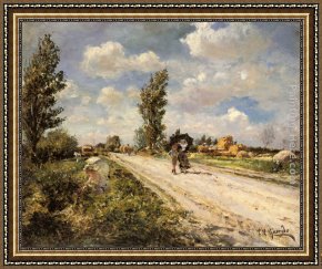 A Milkmaid with Her Cows on a Summer Day Framed Paintings - A Summer Day by Eduardo Leon Garrido