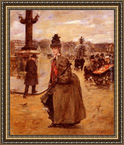 Eduardo Leon Garrido Framed Paintings - Elegante, Place De La Concorde, Paris by Eduardo Leon Garrido