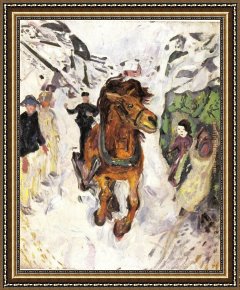 Group of Horses Framed Paintings - Horse galloping 1912 by Edvard Munch
