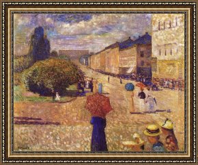 Street Framed Paintings - Spring Day on Karl Johan Street by Edvard Munch