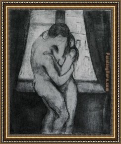 Farewell Kiss Framed Paintings - The Kiss 1895 by Edvard Munch