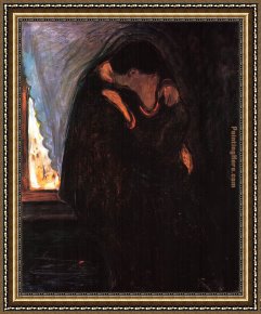 Farewell Kiss Framed Paintings - The Kiss II by Edvard Munch