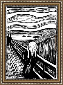The White Rose Framed Paintings - the Scream white and black by Edvard Munch