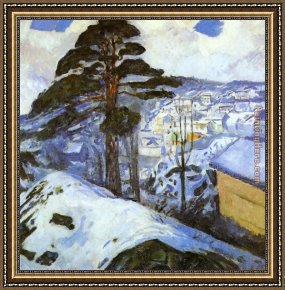 Early Winter in The Sierra Nevada Framed Paintings - Winter Kragero by Edvard Munch