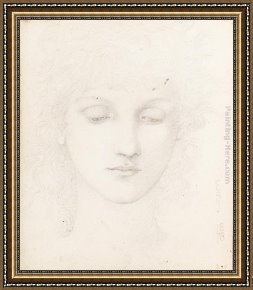 Edward Burne-jones Framed Paintings - Head of a Girl by Edward Burne-Jones