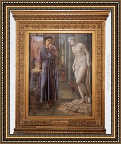 Edward Burne-jones Framed Paintings - Pygmalion and the Image II - The Hand Refrains by Edward Burne-Jones