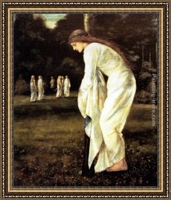 Saint George And The Dragon Framed Paintings - Saint George and The Dragon - The Princess Tied to the Tree by Edward Burne-Jones