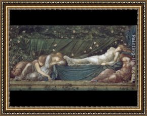 Edward Burne-jones Framed Paintings - The Briar Rose IV  The Rose Bower by Edward Burne-Jones