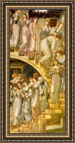 Edward Burne-jones Framed Paintings - The Golden Stairs by Edward Burne-Jones